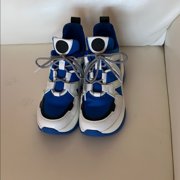 blue and white michael kors shoes